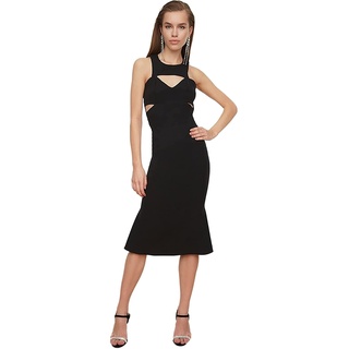 TRENDYOL Damen Midi Mermaid Tailored Dress Kleid, Schwarz, 38 EU