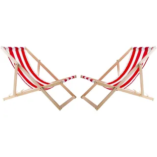 2x Buche Garten Strandkorb rot gestreift - Rot