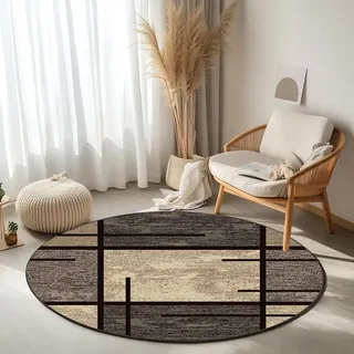 WTHYGB Modern Rund Teppich Waschbarer, 90 cm Runder Wohnzimmer Schlafzimmer rutschfest Carpet, Kunstwolle Küchenteppich, Weicher Kreis Teppich für Kinderzimmer Esszimmer Büro #Y33