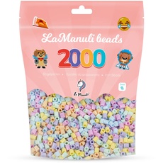 La Manuli Bügelperlen ca. 2000 Stück Midi Perlen Im wiederverschließbaren Beutel | Nachfüllset Bastelperlen Mit jeder Marke Beads kompatibel | 5 mm Steckperlen (Pastellfarben)