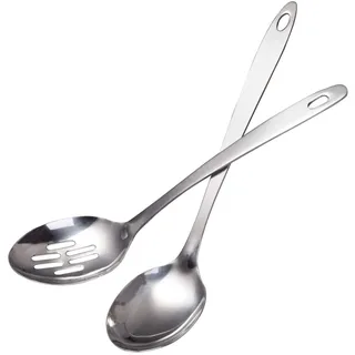 IMEEA Schöpfkelle Edelstahl Set 32,5cm Lange Schöpflöffel & Lochkelle Schaumlöffel Küchenhelfer für Suppe Soße Eintopf Pasta