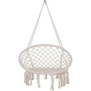 Beliani Hängesessel Boho-Stil Weiß