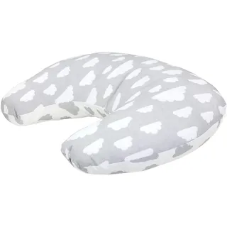 TupTam Baby Stillkissen Klein mit Baumwoll-Bezug, Farbe: Wolken Grau/Weiß