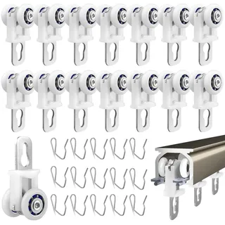 GZcaiyun 15 Stück Vorhangschienen Gleiten, Gardinenschiene Rollen, Zinklegierung Vorhang Track Roller Geräuschlose Vorhangschiene für Vorhangschienen, mit Spitzer Haken