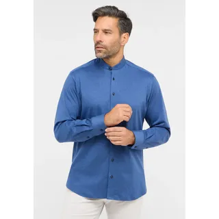 Langarmhemd ETERNA "MODERN FIT", Herren, Gr. 40, Normalgrößen, blau, Jersey, 100% cotton, tailliert, Manschette, Hemden Langarmhemd, NON IRON (bügelfrei)