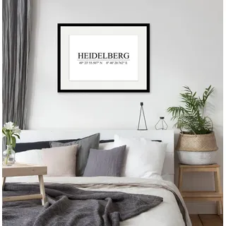 Bild QUEENCE "HEIDELBERG", weiß (farbe rahmen: schwarz, farbe bild(er): weiß), B:70cm H:50cm, Acrylglas, Holz, Papier, Bilder, Bild, HD Premium Poster-Druck inkl. Holzrahmen