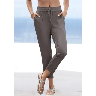 Schlupfhose LASCANA, Damen, Gr. 42, N-Gr, grau (taupe), Jersey, Obermaterial: 95% Polyester, 5% Elasthan, unifarben, figurumspielend knöchellang, Hosen Schlupfhose, aus glatter Jerseyqualität, leichte Sommerhose mit Taschen, bügelfrei, Topseller