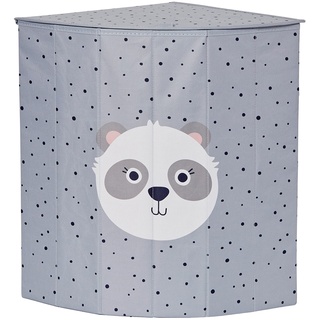 LOVE IT STORE IT Kinder Wäschekorb mit Deckel für Kinderzimmer - Verstärkt mit Holz - Ecken-freundlich - 35x35x50 cm - Grau Panda Design