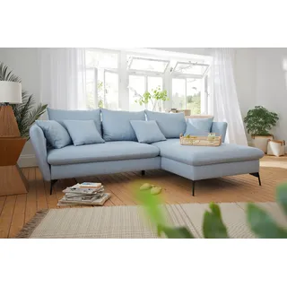 otto home Ecksofa »LIVORNO,258 cm, L-Form,« Schlaffunktion u. Bettkasten (139/224cm), Samt, Struktur, Webstoff, grau