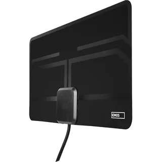 EMOS Flache Innenantenne J0709, aktive Zimmerantenne, Digitale TV Antenne mit Verstärker, DVB-T/DVB-T2 Fernsehen, DAB-Radio, 3G/4G/5G/LTE Filter, Indoor-Antenne, inkl. USB-Ladeadapter