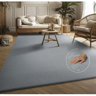 Teppich MY HOME "Ciney, LAGERRÄUMUNG" Gr. 2, grau, B:120cm H:16mm L:160cm, Polyester, Teppiche, Teppich, Kurzflor, Hoch-Tief Effekt, Uni Farben, Scandi Design, besonders weich