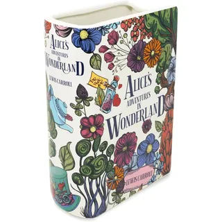STEEL MILL AND CO. Steel Mill & Co Originelle große dekorative Vase in Buchform, Keramik, Heimdekoration, niedliche Bücherregal-Dekoration, einzigartig, für Buchliebhaber, Alice's Adventures in Wonderland - Floral
