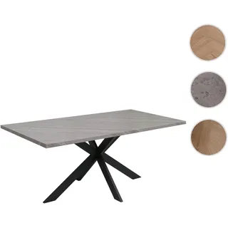 Esszimmertisch HWC-O55, Küchentisch Tisch Esstisch, Industrial MDF Metall 180cm ~ Marmor-Optik grau