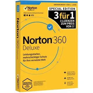 NortonLifeLock 360 Deluxe 2026 ESD 3 Geräte 12 Monate DE Win Mac Android