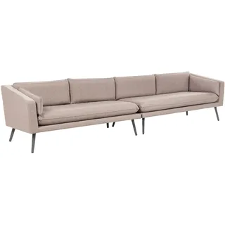 BELIANI Garten-Ecksofa Beige Stoffbezug L-förmig 4-Sitzer Modulsofa Modern Garten Terrasse Wohnzimmer Möbel Wohnecke Wohnlandschaft Sitzecke Sitzmöbel - Beige, Grau