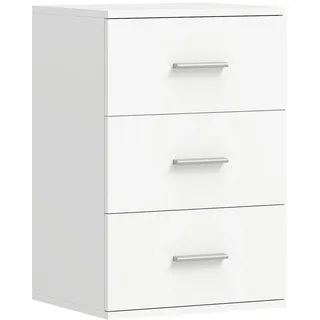 Homcom Nachttisch MDF Weiß , Holzwerkstoff , 3 Schubladen , 35x60x40 cm , Schlafzimmer, Nachtkästchen