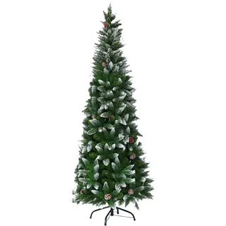 Costway Künstlicher Bleistift Weihnachtsbaum mit Kiefernzapfen, (220cm)