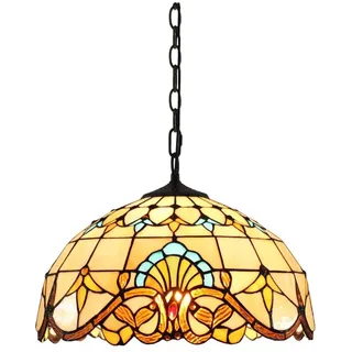 Tiffany Pendelleuchte Deko Leuchte Vintage Handgefertigter Glas Schirm Hängelampe Höheverstellbar Esstischlampe Esszimmer Retro Pendellampe Restaurant Hängeleuchte Keller Cafe Bar,φ40CM,E27
