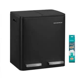 Abfalleimer 2 Fächer, Mülleimer 2 x 15 L, Tretmülleimer Softclose-Deckel, Küche, herausnehmbare Inneneimer
