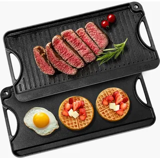 Vevor Grillplatte 492 x 218 mm Gusseisen schwarz