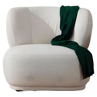 Weißer Loungesessel Wohnzimmer 1-Sitzer Textil Einsitzer Designer Möbel - Weiß