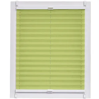 Plissee Made in Germany, Tageslicht, Echtcrush, grün, Klemmfix, weisse Schiene, 110 x 150