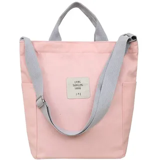 WANYIG Casual Handtasche Damen Chic Schultertasche Canvas Henkeltasche Schulrucksack Groß Umhängetasche Tasche Crossbody Bag Shopper (Pink)