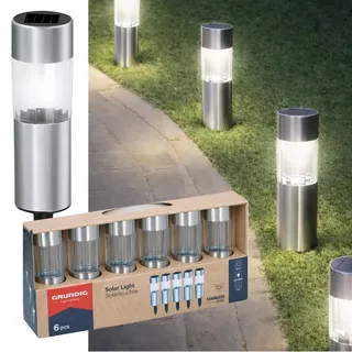 Grundig Solarleuchte Edelstahl 15,0 cm 6er Set Silber