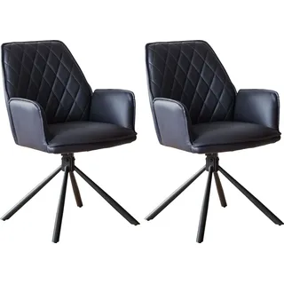 SalesFever Vancouver Armlehnstuhl Mikrofaser schwarz 2er Set