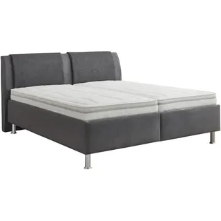 Beldomo - Sleep Polsterbett , Anthrazit, Grau , Textil , H2 + H3 , Höhe ca. 24 cm , 160x200 cm , Goldenes M, Made in Eu , Bezug abnehmbar/waschbar, für verstellbare Lattenroste geeignet, atmungsaktiv, Härtegradauswahl für beide Seiten,Matratze in verschiedenen Härtegraden erhältlich, Bettkasten, gepolstertes Kopfteil, Stoffauswahl, in verschiedenen Größen erhältlich,Federleisten mit Duokappen, verstellbar , Schlafzimmer, Betten, Polsterbetten