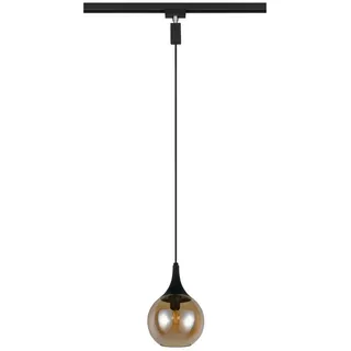 Trio Leuchten Schienensystem-Hängeleuchte , Schwarz, Bernsteinfarben , Metall, Glas , 180 cm , Lampen & Leuchten, Innenbeleuchtung, Schienensysteme