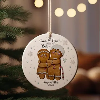 Weihnachtskugel Weihnachtsschmuck Baumanhänger personalisiert erstes Weihnachten Namen Lebkuchen Oma & Opa Ihr seid die Besten Weihnachten Baumkugel wkp26 ilka parey wandtattoo-welt
