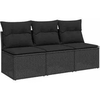vidaXL Gartensofa 3-Sitzer Loungesofa schwarz