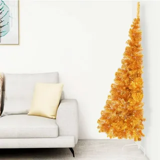The Living Store Künstlicher Halb-Weihnachtsbaum mit Ständer Gold 240 cm PVC - Gold