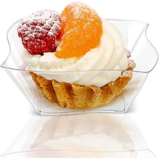 KAHEIGN 100Pcs Mini Dessertbecher Desserttasse, 150ml Dessertschalen Plastik Dessertbecher Klare Wiederverwendbare Servierschale für Dessert Pudding Mousse Party (9 x 9 cm)