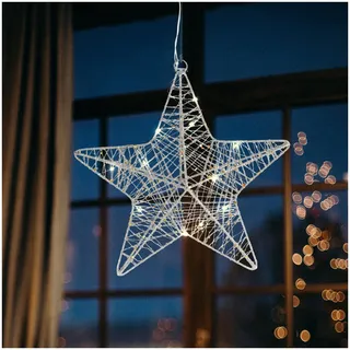 COM-FOUR com-four® Deko LED Stern Weihnachten - Weihnachtsdekoration Stern zum Aufhängen - Weihnachtsstern aus Metall mit Pailletten - Deko Hänger