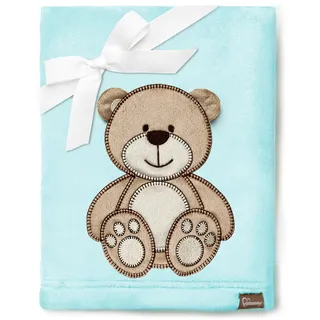 Be Mammy Warme Kuscheldecke Babydecke Blanket Baby Geschenk BE20-168 (Puderblau - Bär)