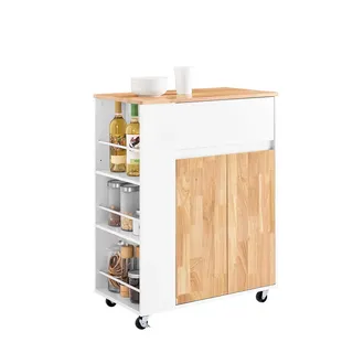 SoBuy Küchenwagen Weiß , Holzwerkstoff , 70x90x40 cm , Esszimmer, Servierwagen