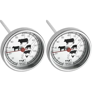 TFA Dostmann Analoges Bratenthermometer, 14.1002, aus Edelstahl, Fleischthermometer, Backofen/Grill (Packung mit 2)