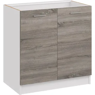 Roe Furniture | Küchenunterschrank 80 cm - DunkelSonoma - Dunkelbraun - Platzsparend und Vielseitig - Ohne Arbeitsplatte - Unterschränke Küche - D80