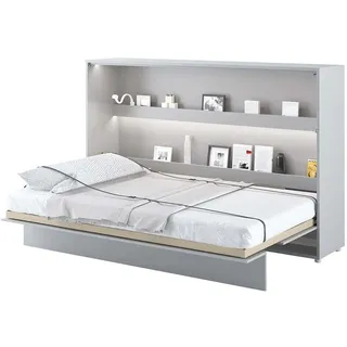 Furniture24 Schrankbett Bed Concept, Wandklappbett mit Lattenrost, V-Bett, Wandbett Bettschrank Schrank mit integriertem Klappbett Funktionsbett BC-05, 120 x 200 cm, Grau/Gra, Horizontal - Grau