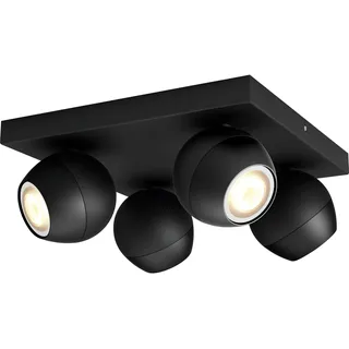 Philips Hue White Ambiance Buckram 4-flg. quadratisch schwarz