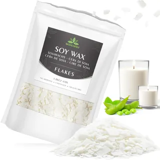 Sojawachs Flocken für Kerzen, Wachs Kerzenwachs 1.8KG/10KG/15KG, Kerzenwachs zum Gießen, 100% Natürliches Öko Sojawachs für Kerzen(1.8KG)