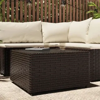 The Living Store Garten-Couchtisch Quadratisch Braun 50x50x30 cm Poly Rattan - Braun
