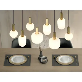 LED Retro Pendelleuchte Glas mehrflammige Esstischlampe über Kochinsel, B: 120cm