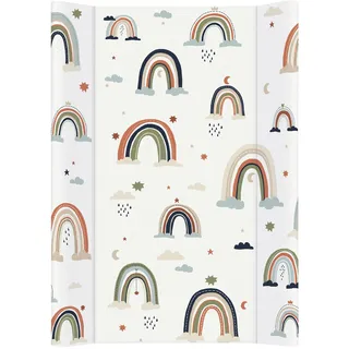 Rotho Babydesign Wickelauflage Keil (50 x 70 cm) - wickelauflage - wickeltischauflage - abwaschbar - wickelmatte - wasserdicht - Motiv Boho Rainbow