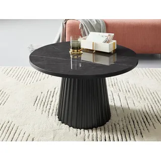 Couchtisch OTTO HOME "Roos", schwarz, B:80cm H:45cm T:80cm, MDF;Solid Ash;metal;ceramic, Tische, Couchtisch, Keramikplatte in Marmor-Optik, geriffelter Fuß, Breite 80 cm