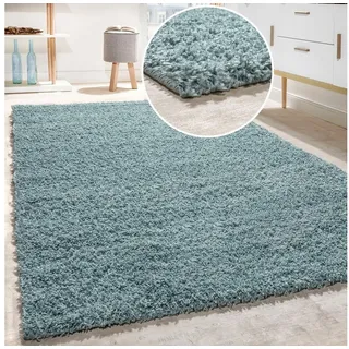 Paco Home Teppich Twister 500, rechteckig, Höhe: 44 mm, Uni Hochflor Shaggy mit hoher Fadendichte blau 60 cm x 100 cm x 44 mm