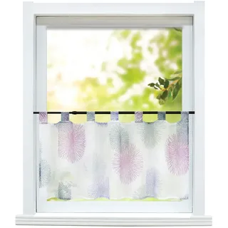 ESLIR Scheibengardine Küche Bistrogardine Modern Gardinen Kurz Lila 60x90 | Transparent, Kurzgardine mit Schlaufen, Vorhänge Voile, 1 Stück, Küchengardinen, Kurzstores landhaus, Fenstergardinen deko