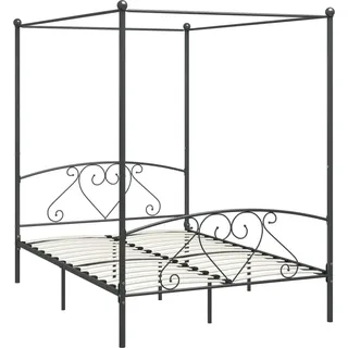 vidaXL Himmelbett-Gestell Grau Metall 140 x 200 cm - Grau